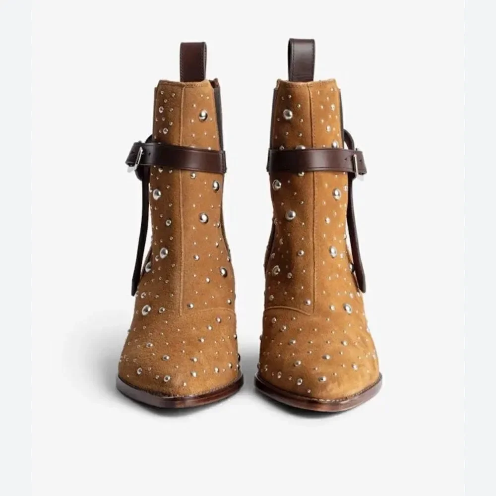 Zadig & Voltaire Tyler Cecilia Suede Dream Studs ankle boots New size 37